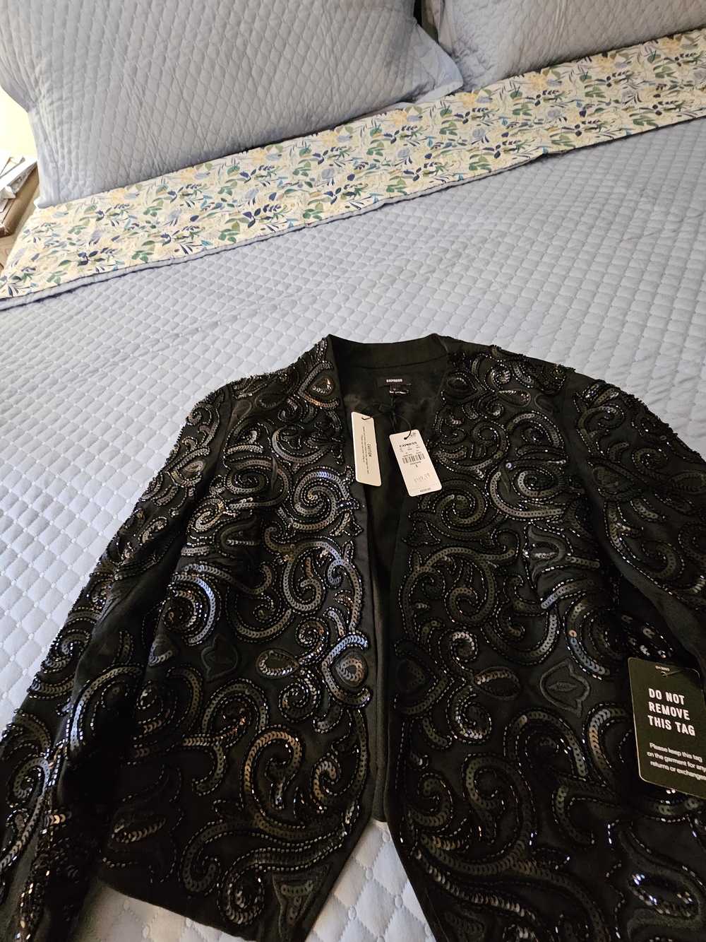Express Black Beaded Swirl Blazer. For Evening Party Or Date. Rare To Find $228